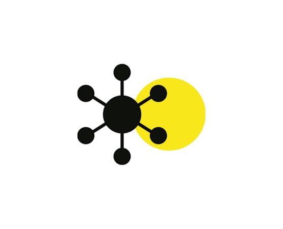 icône d'omnicanalité avec un cercle jaune